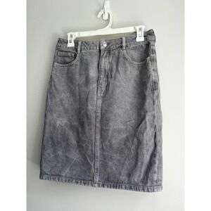 Frank And Oak Grey Denim Mini Skirt Hemp Cotton Blend Acid Wash Size S